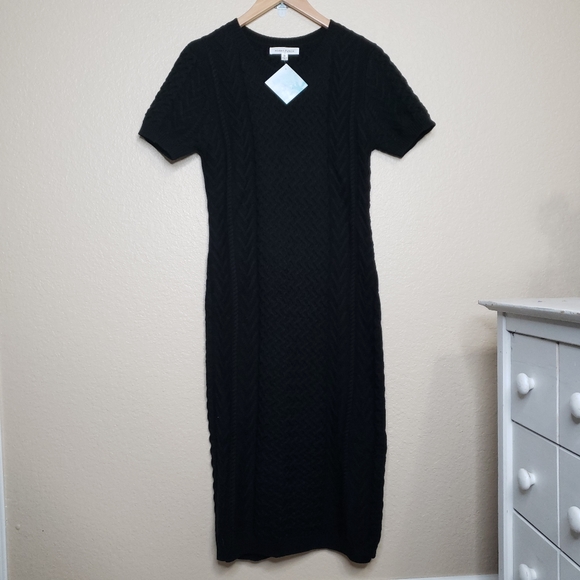 Honey Punch  Black Cable Knit Sweater Dress - Picture 2 of 13